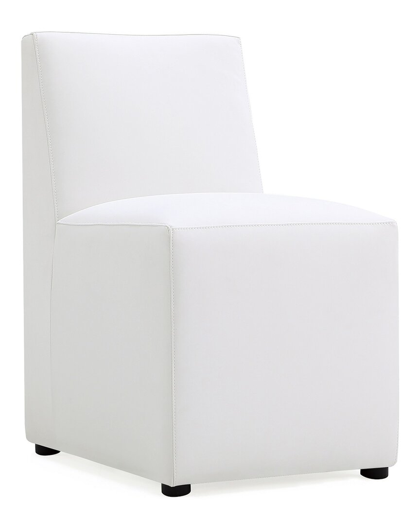 Manhattan Comfort Anna Square Faux Leather Dining Chair In Cream