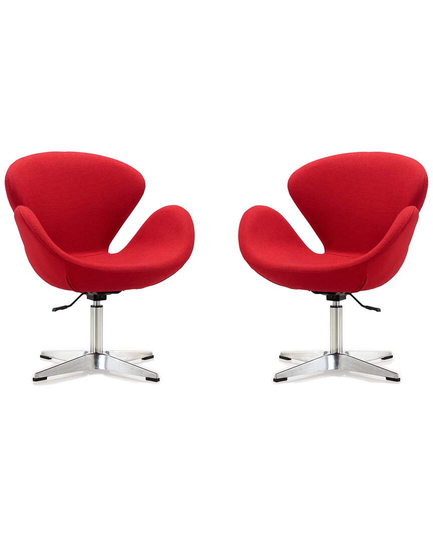 MANHATTAN COMFORT MANHATTAN COMFORT SET OF 2 RASPBERRY ADJUSTABLE SWIVEL CHAIRS