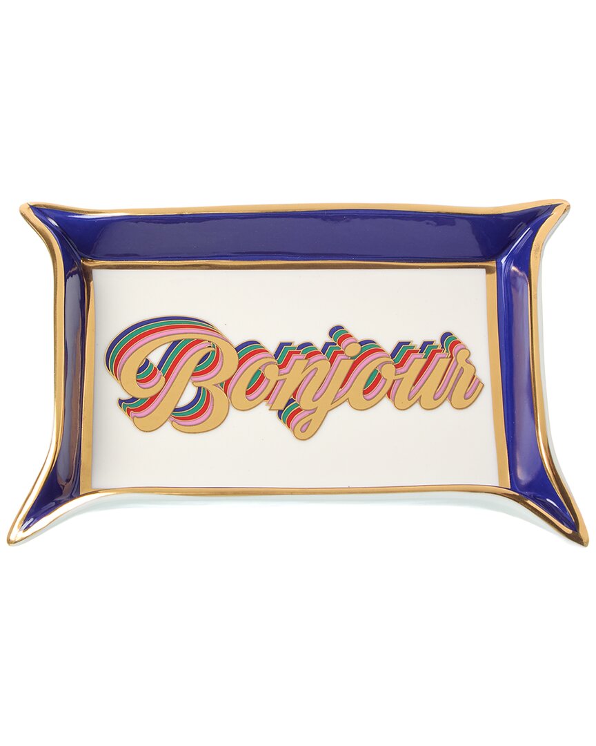 Jonathan Adler Bonjour Valet Tray In Blue