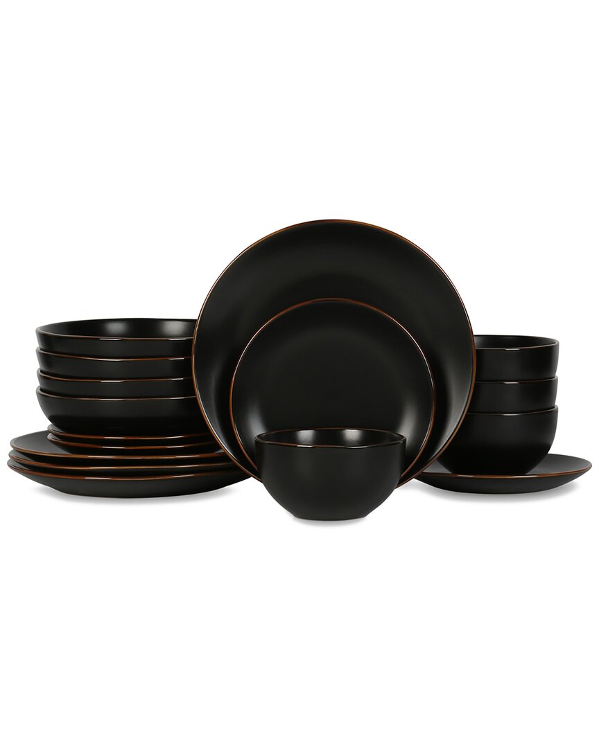 Stone Lain Brasa Black Stoneware 16pc Dinnerware Set