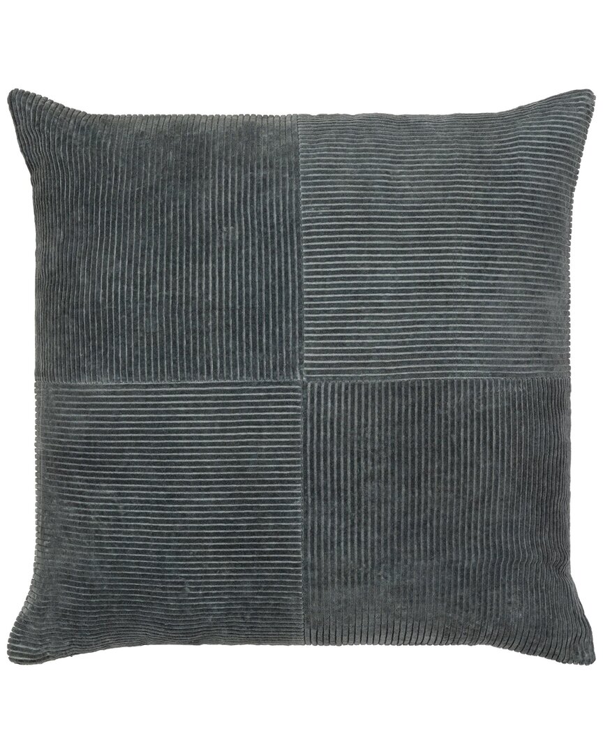Surya Corduroy Quarters Lumbar Pillow In Grey