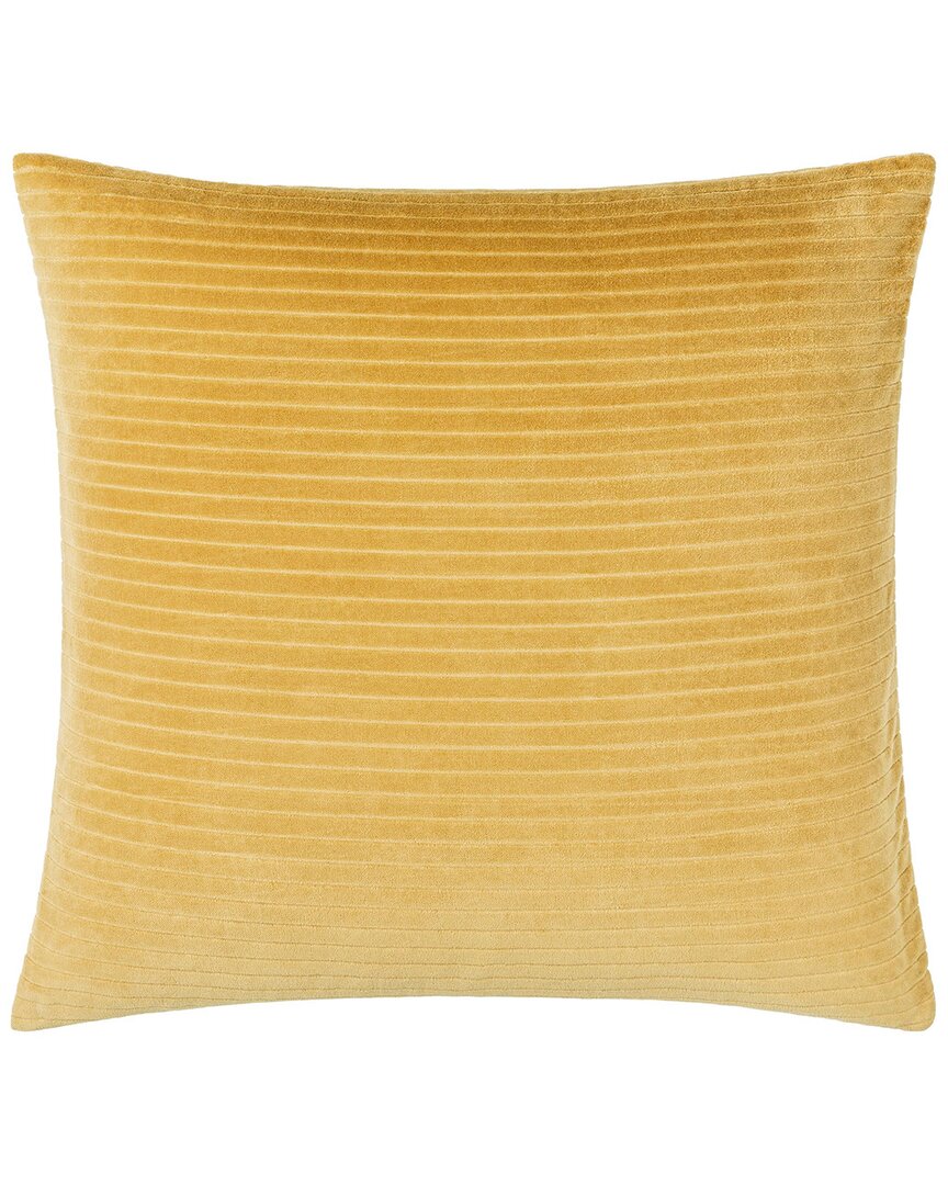 Surya Cotton Velvet Stripes Accent Pillow In Yellow