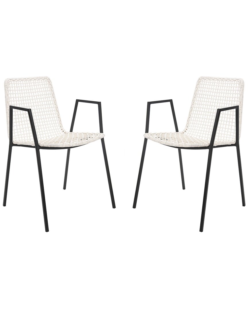 Safavieh Taika Woven Leather Dining Chair In White