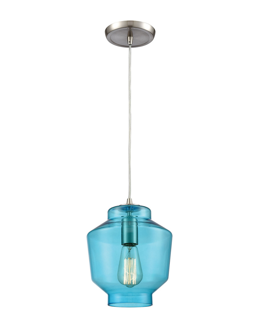 Artistic Home & Lighting Barrel 1-light Pendant Satin Nickel In Blue