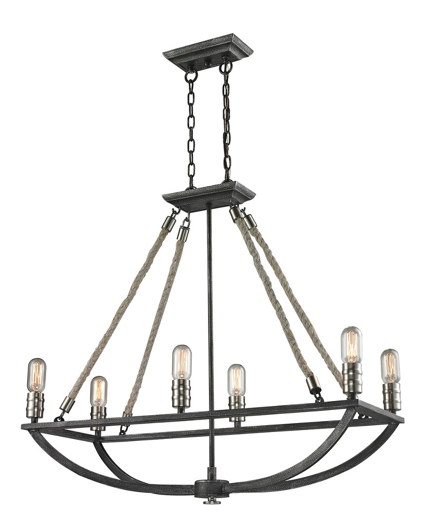 Artistic Home & Lighting Natural Rope 6 Light Chandelier In Neutral