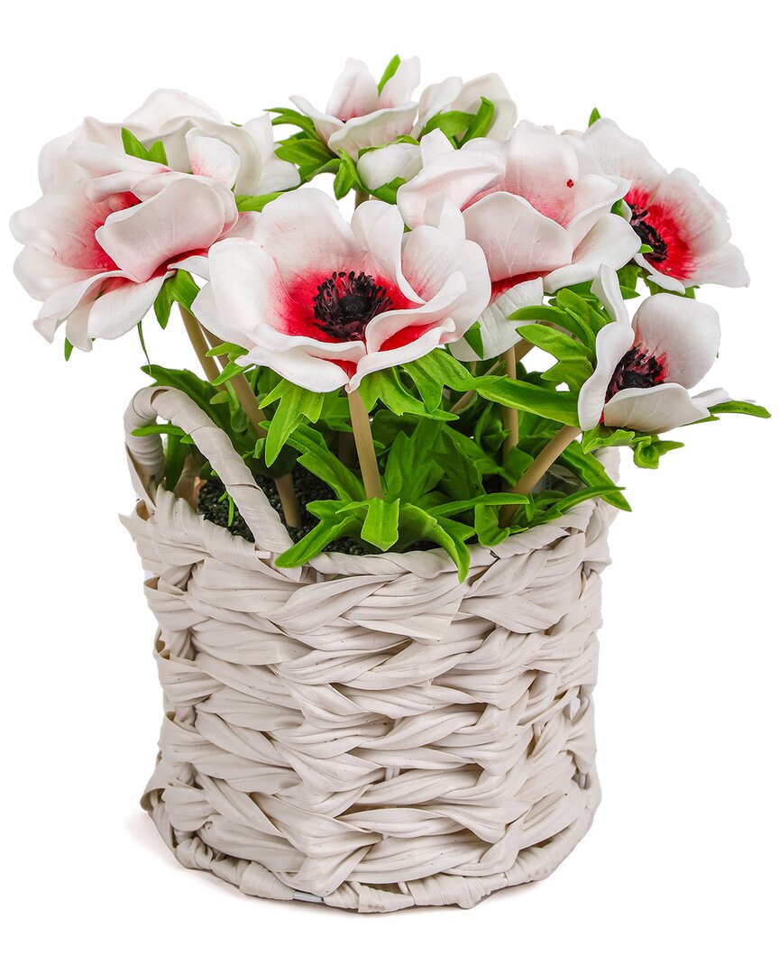 Shop National Tree Company 10in White Anemone Flower Bouquet In White Basket