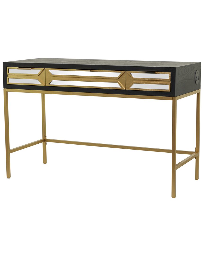Peyton Lane Black Glam Wood Desk In Black