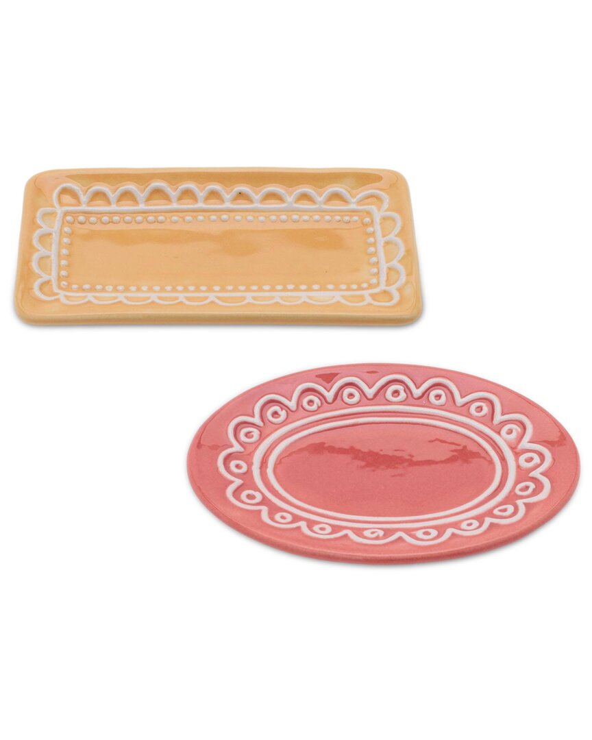 Melrose International Set Of 12 Ceramic Trinket Dish In Yellow