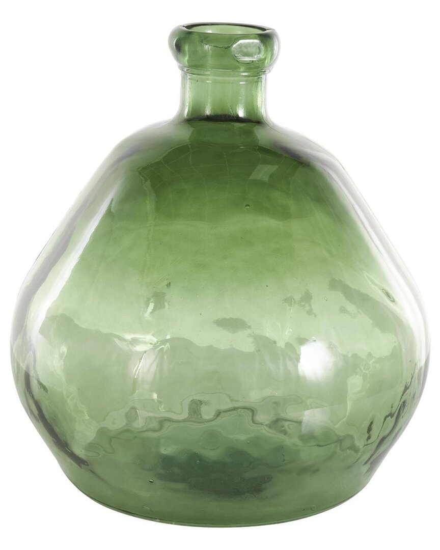 Peyton Lane Recycled Glass Handmade Wide Ombre Spanish Bottle Decorative Vase In Green