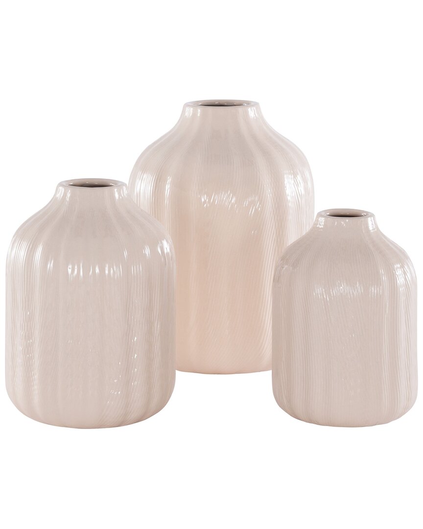 Safavieh Set Of 3 Decorative Ceramic Vases In Ivory