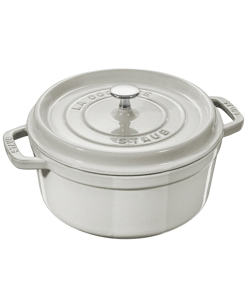 Staub Cast Iron 4qt Round Cocotte Dutch Oven In Silver