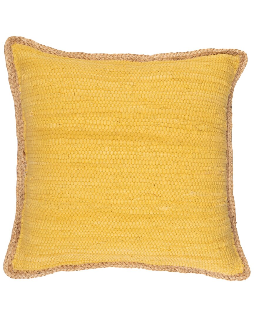 Lr Home Solid Jute Bordered Throw Pillow