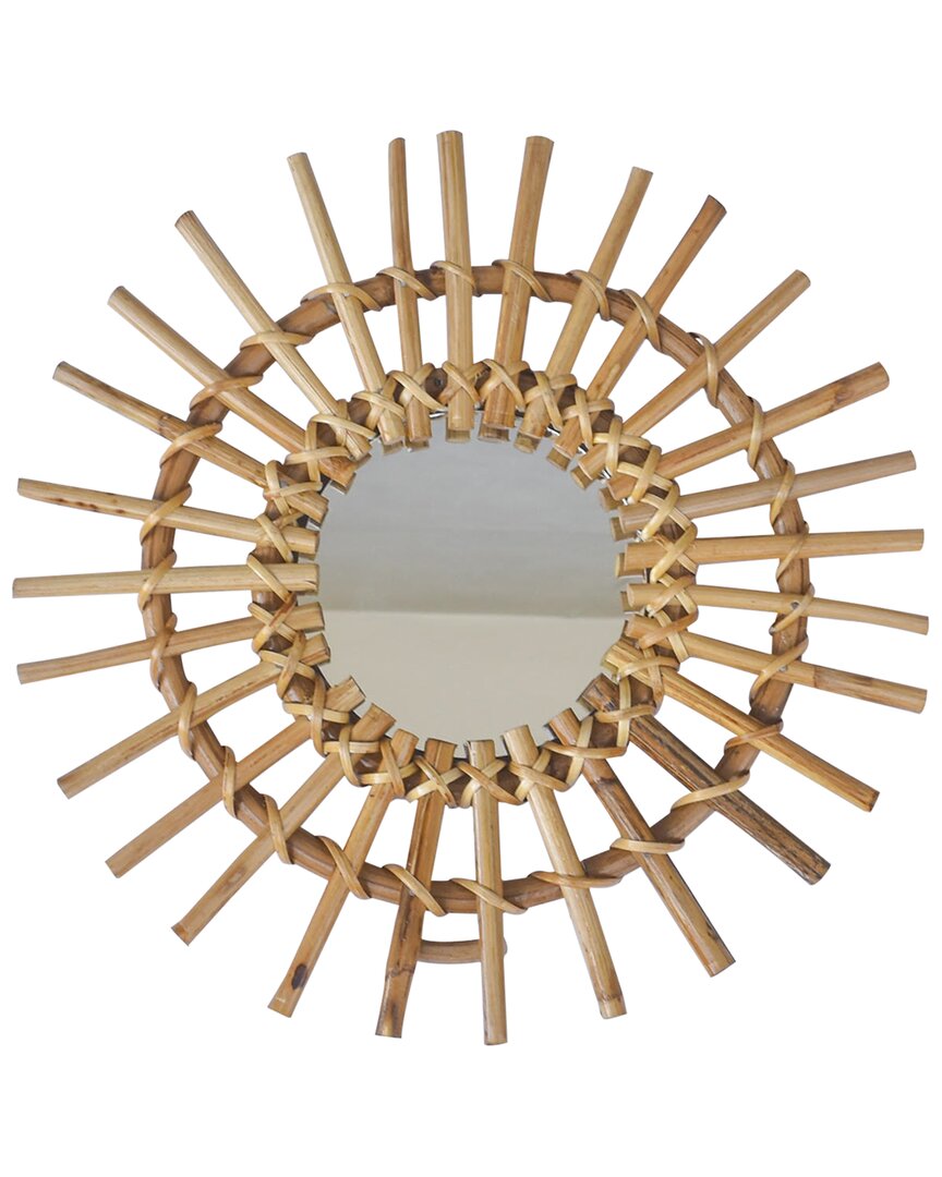 Tiramisu 12in Rattan Cane Vintage Style Wall Mirror