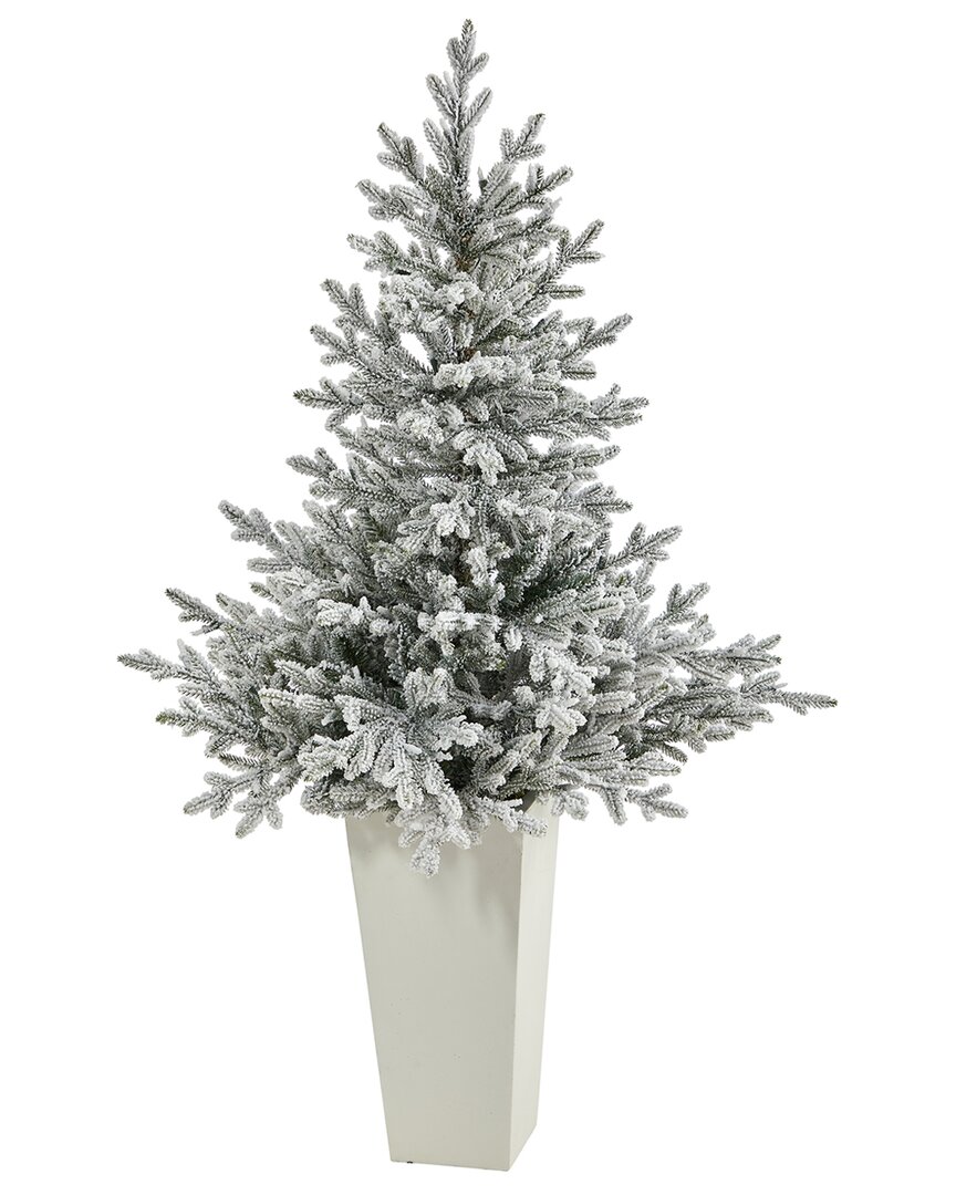 Nearly Natural 57in. Flocked Fraser Fir Artificial Christmas Tree In White