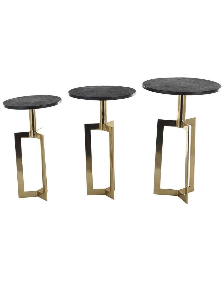 Peyton Lane Set Of 3 Geometric Accent Tables With Marble Tabletops
