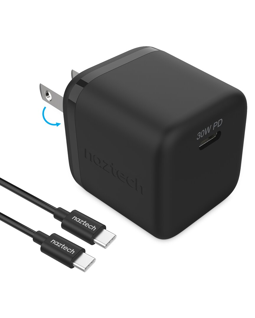 Naztech 30w Pd Wall Charger + Usb-c To Usb-c Cable 6ft In Black