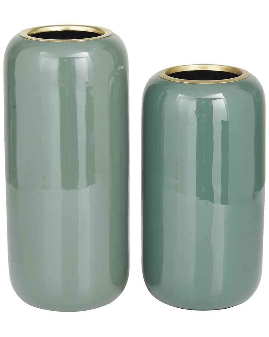 The Novogratz Set Of 2 Green Metal Vase