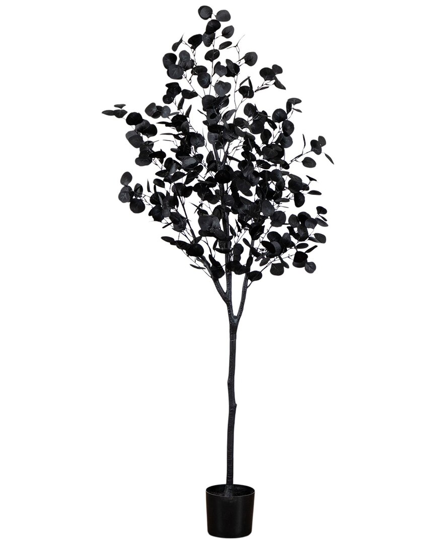 Nearly Natural 6ft. Artificial Halloween Black Eucalyptus Tree In Black