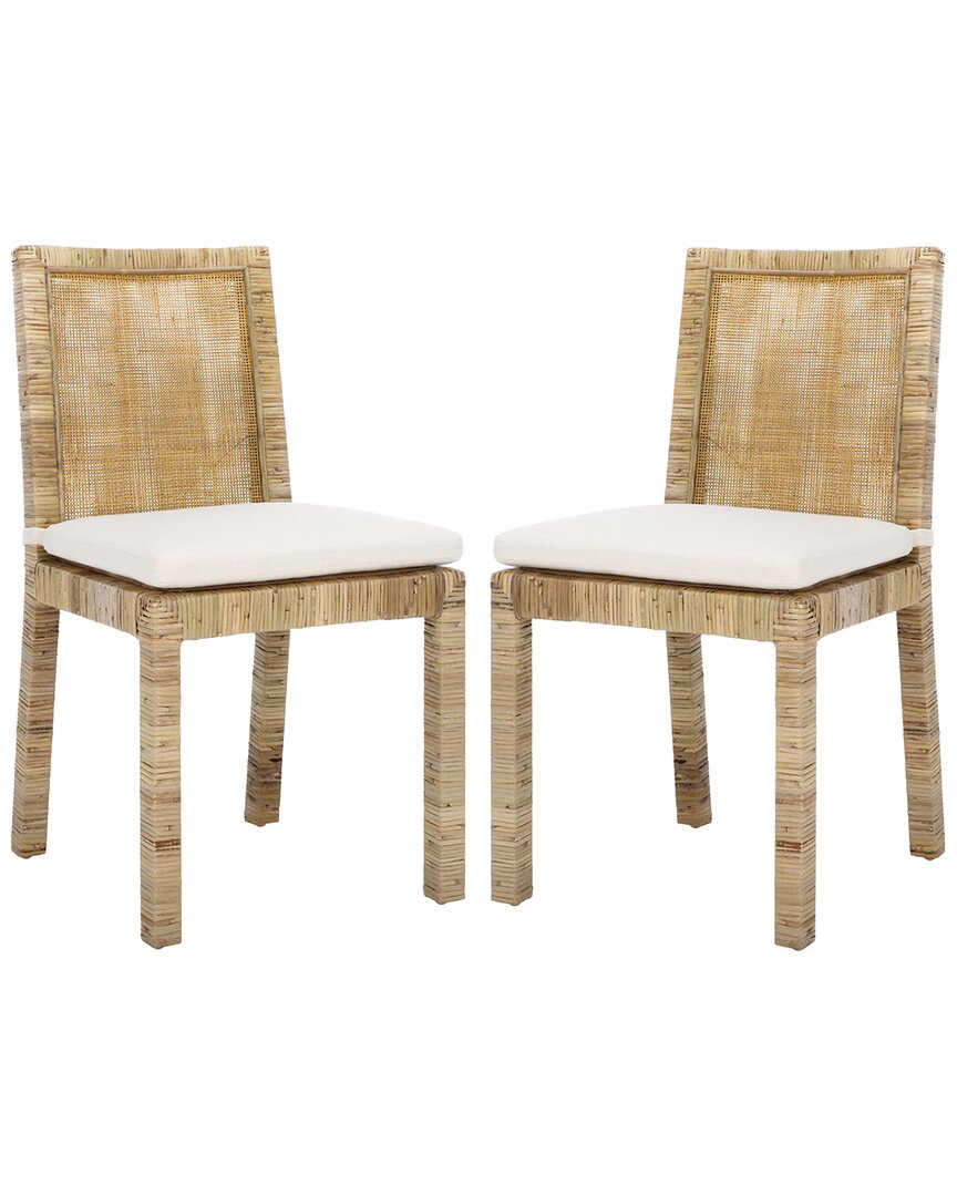 Safavieh Set Of 2 Tojo Cane Dining Chairs With Cushions