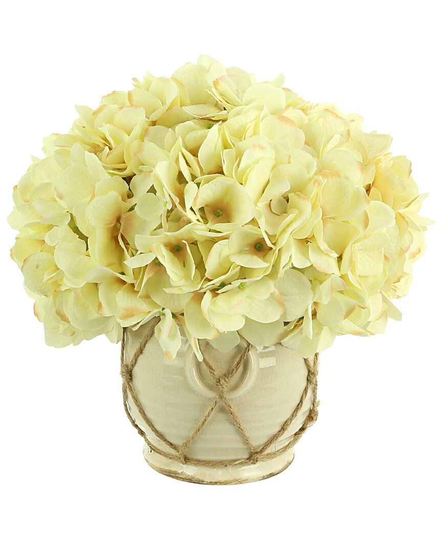 Creative Displays Cream Hydrangea Arrangement In Ceramic Pot With Rope