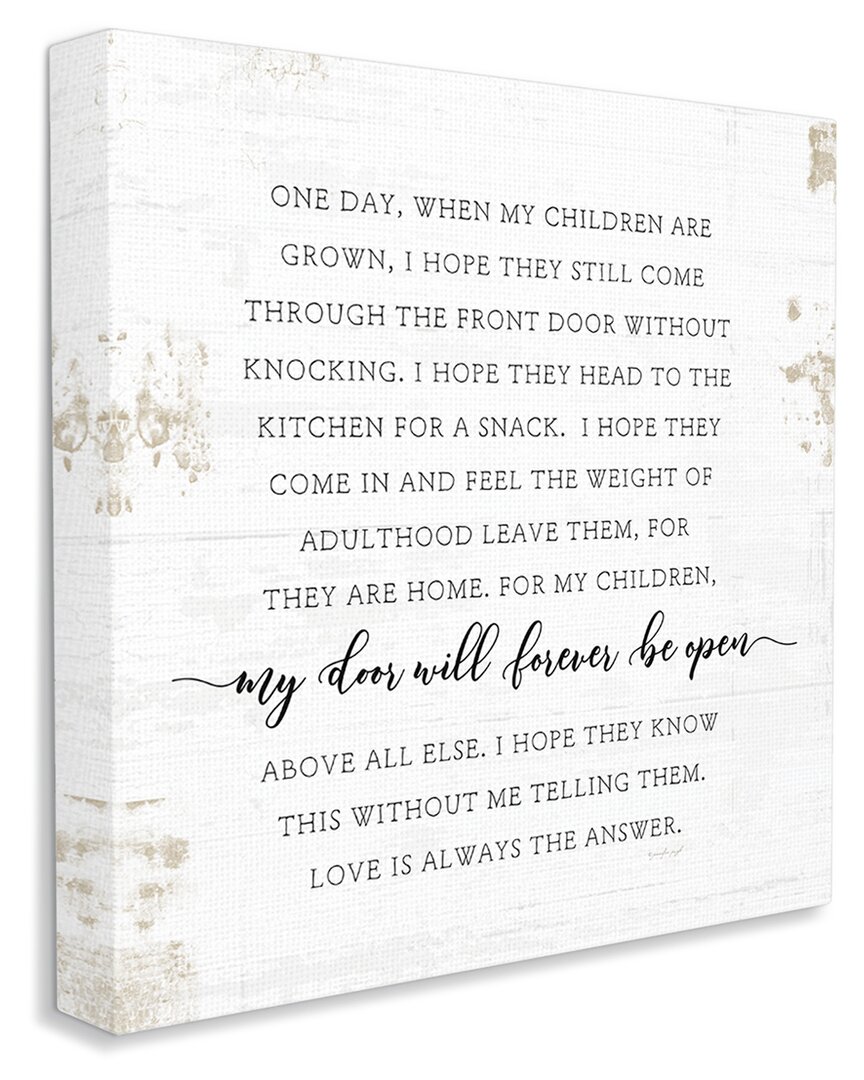 Stupell Industries When My Children Are Grown Text Homely Word Design Stretched Canvas Wall Art By Jennifer In Off-white