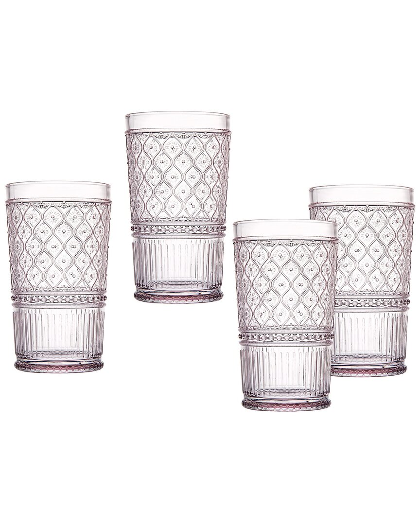 Godinger Helena Pink Highball Glasses (set Of 4)