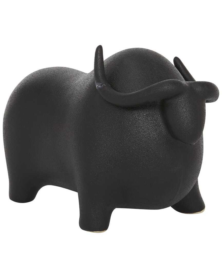 Peyton Lane Bull Black Ceramic Sculpture