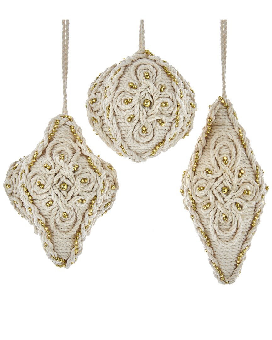 KURT ADLER KURT ADLER SET OF 3 3 3/4-6IN MACRAME FINIAL/DROP ORNAMENTS