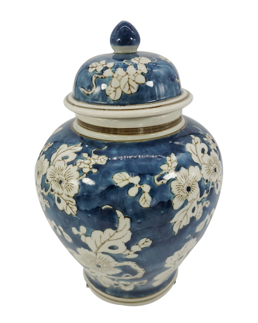 G.t. Direct Corporation Gt Direct 12in Decorative Chinoiserie Jar In Blue
