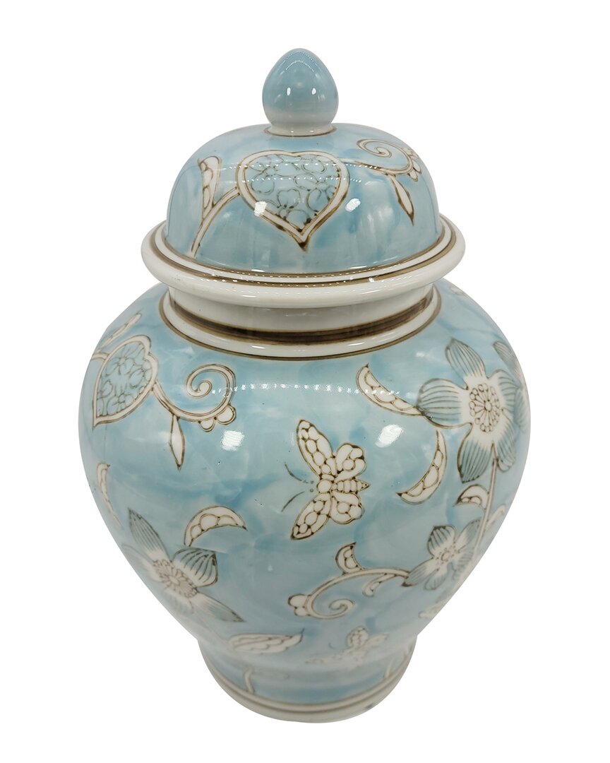 G.t. Direct Corporation Gt Direct 12in Decorative Chinoiserie Jar In Blue