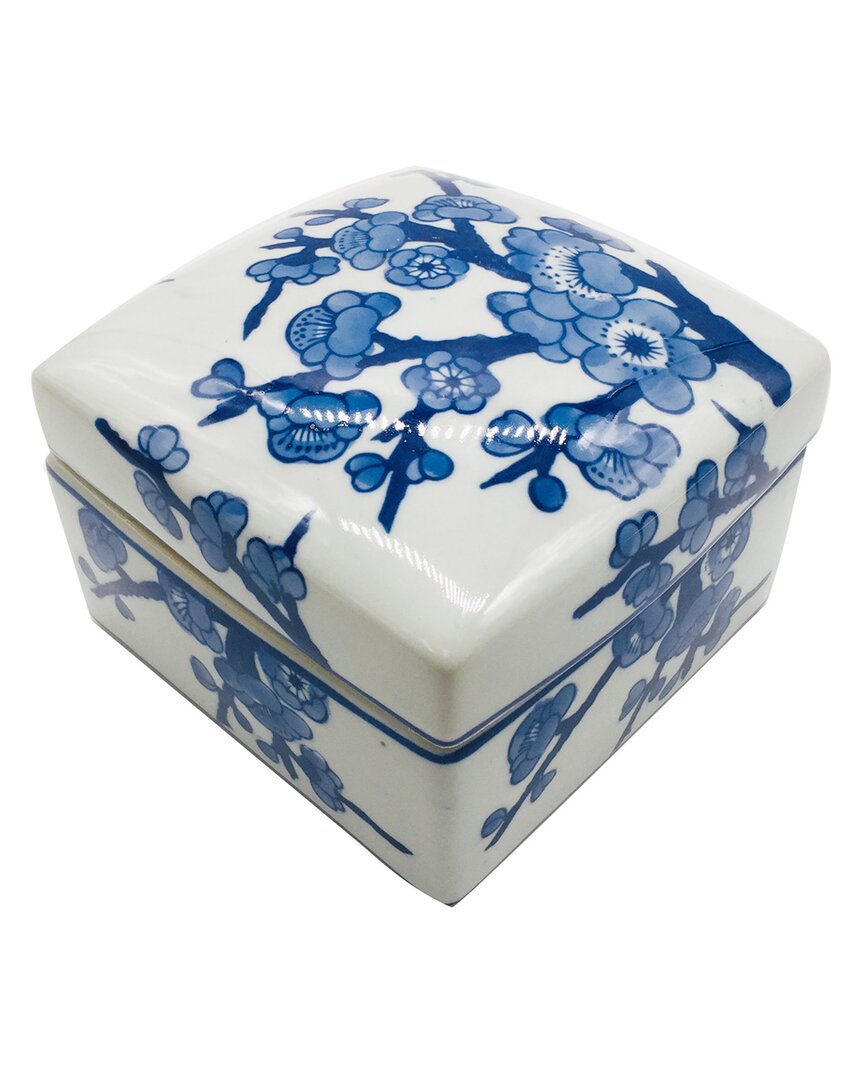 G.t. Direct Corporation Gt Direct Chinoiserie Square Ceramic Box In Blue