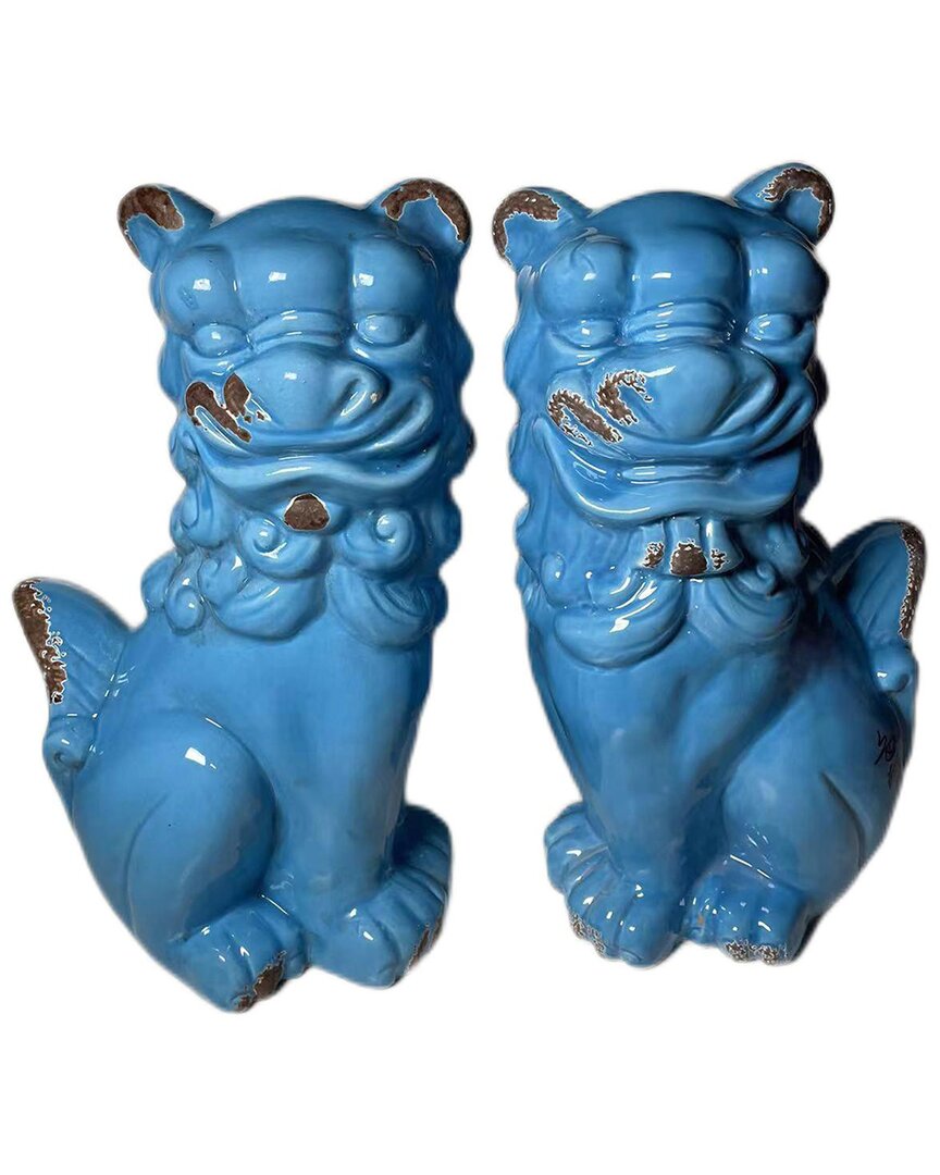 G.t. Direct Corporation Gt Direct 13in Decorative Dog Figurine In Blue