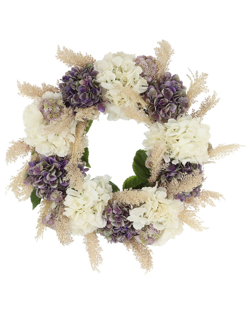 Creative Displays 22in Grapevine Wreath With Hydrangeas In Multi