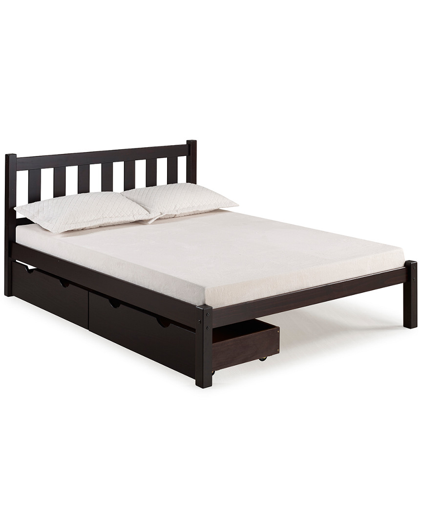 Alaterre Poppy Full Wood Platform Bed With Storage Drawers