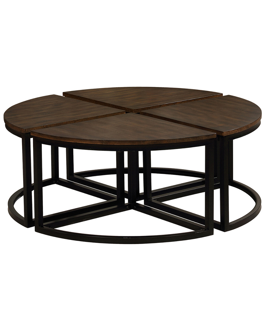 Alaterre Arcadia Acacia Wood 42in Round Coffee Table With Nesting Tables