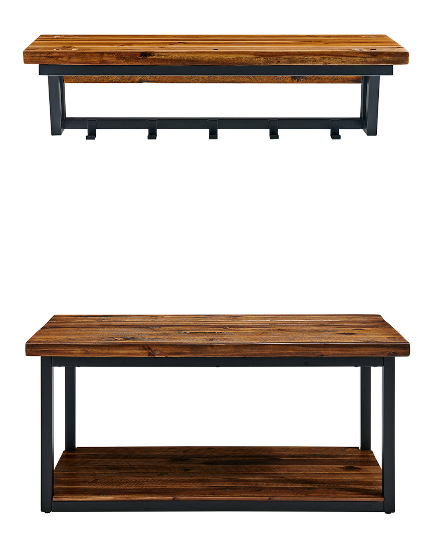 Alaterre Claremont 40in Rustic Wood Coat Hook And Bench Set