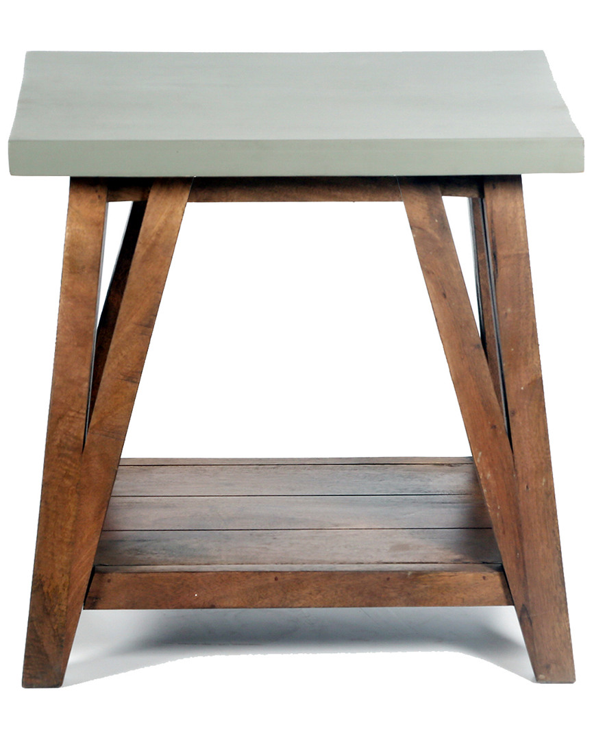 Alaterre Brookside 22inw Wood With Cement-coating End Table