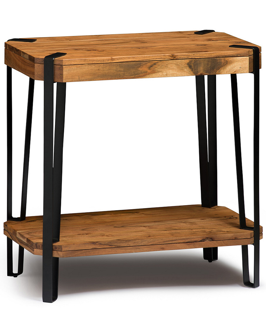 Alaterre Ryegate Natural Live Edge Solid Wood With Metal End Table