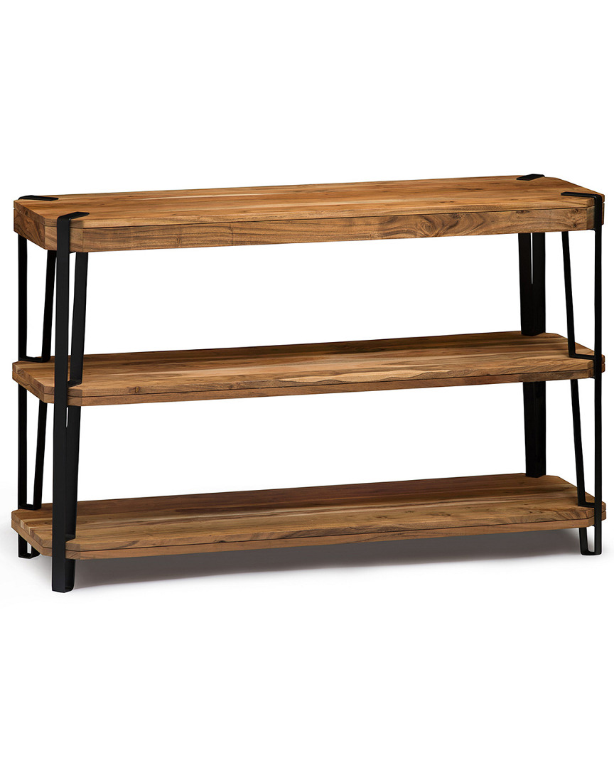 Alaterre Ryegate Natural Live Edge Solid Wood With Metal Media Console Table