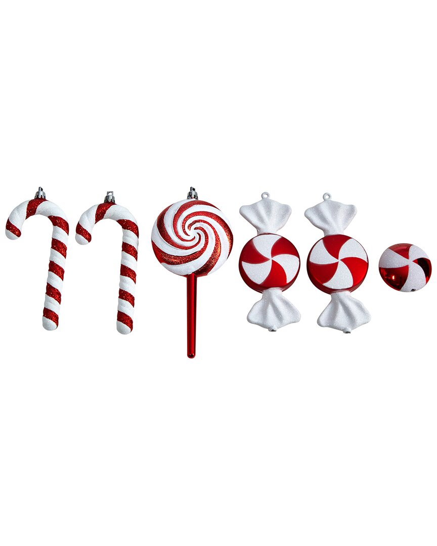 Nearly Natural Assorted Candy Cane Holiday Christmas Deluxe Shatterproof Ornament Set Of 6 In Multi