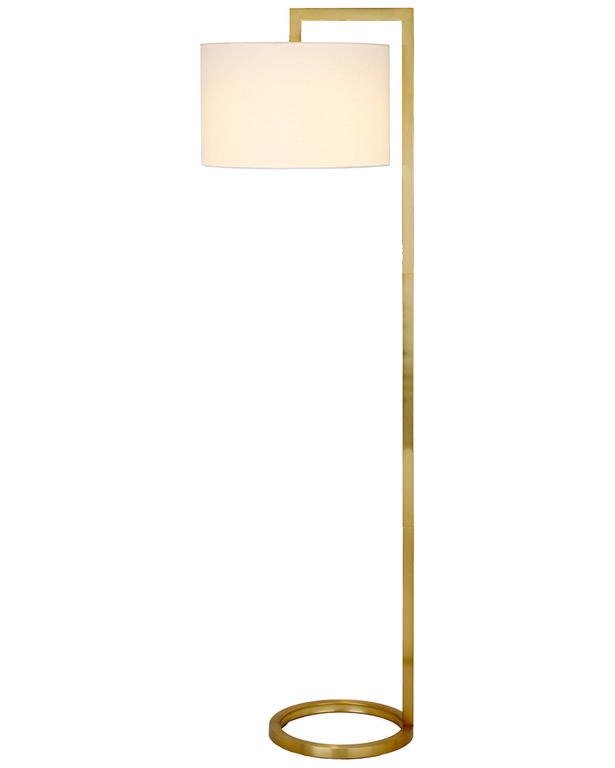 Abraham + Ivy Grayson Brass Finish Floor Lamp With Round Shade In Black