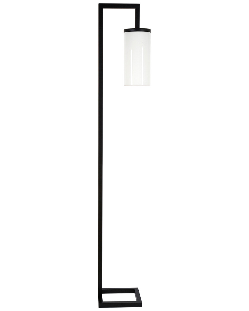 Abraham + Ivy Malva Floor Lamp With White Milk Glass Shade In Black