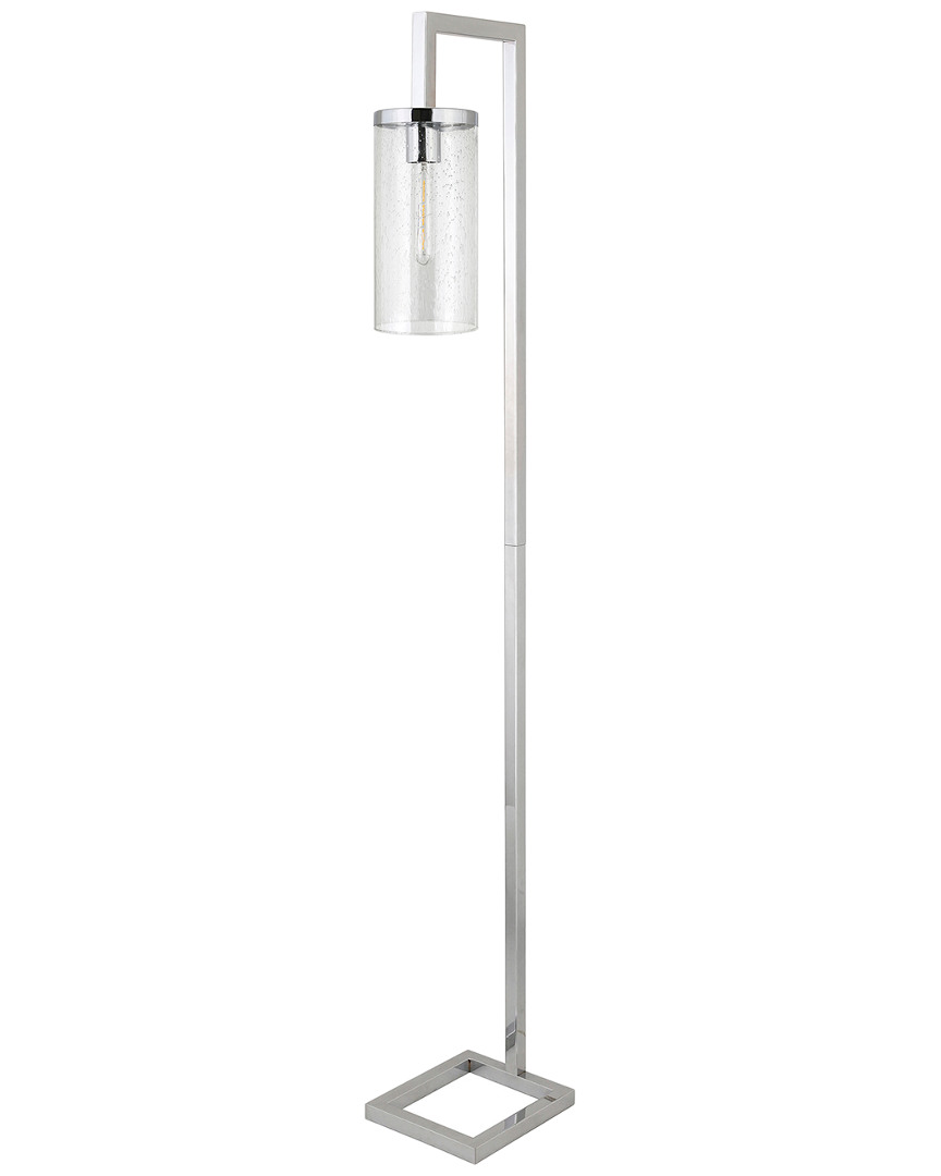 Abraham + Ivy Malva Polished Nickel Floor Lamp With Seeded Glass Shade In Silver