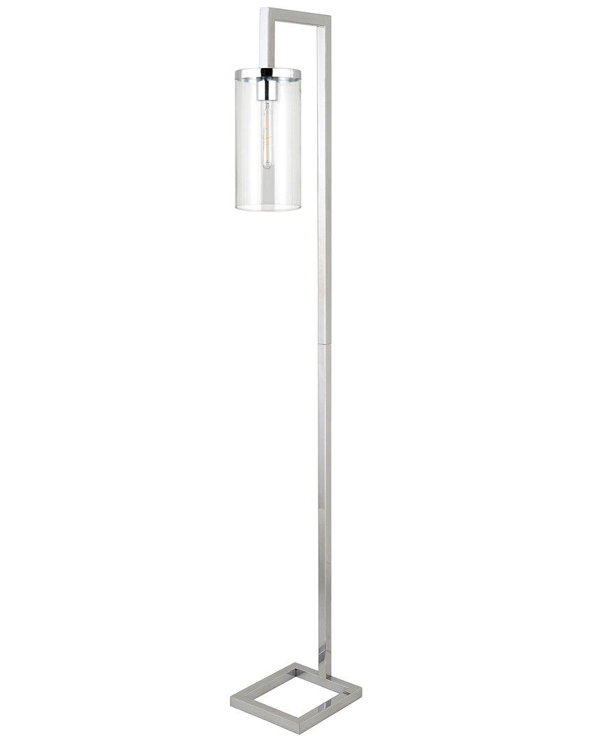 Abraham + Ivy Malva Polished Nickel Floor Lamp With Clear Glass Shade In Silver