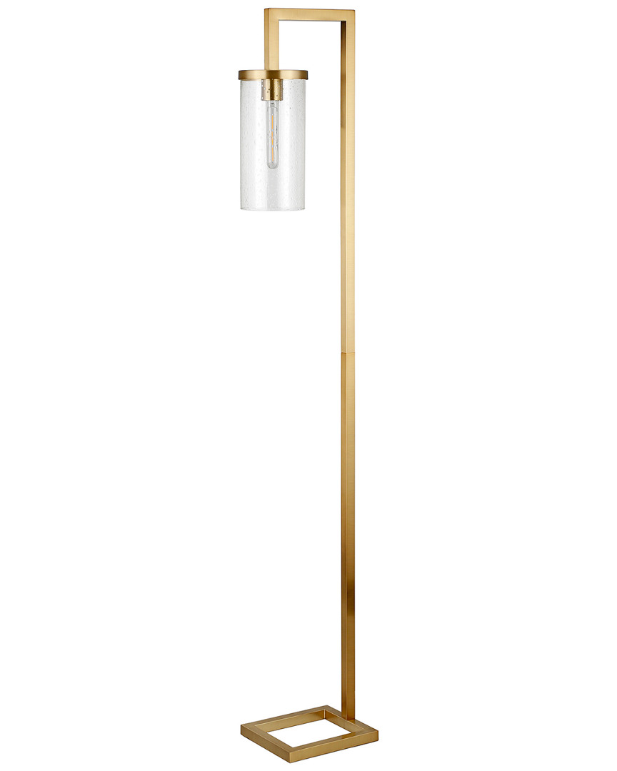Abraham + Ivy Malva Brass Floor Lamp With Seeded Glass Shade In Gold