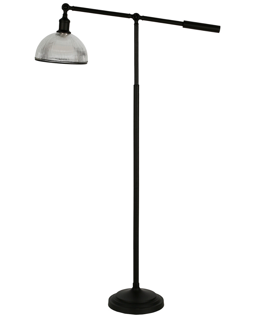 Abraham + Ivy Frenkel Floor Lamp With Ribbed Glass Shade In Black