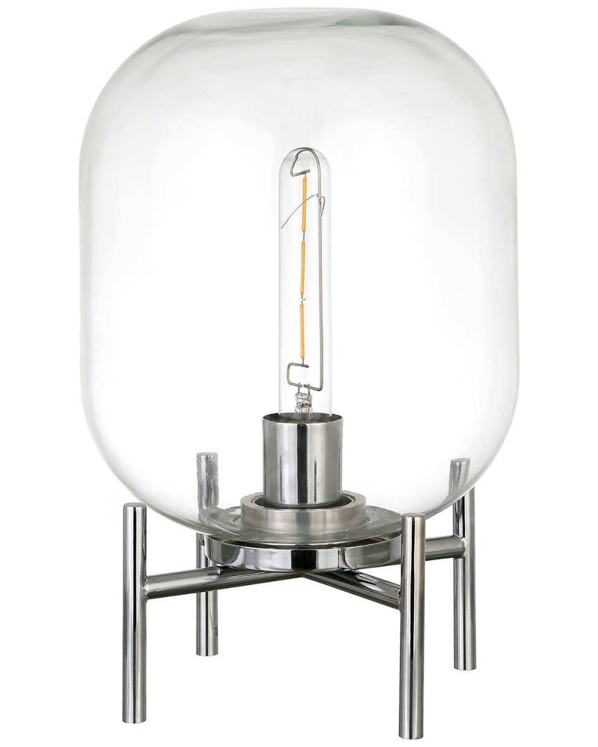 Abraham + Ivy Edison Clear Glass Globe & Polished Nickel Table Lamp In Silver