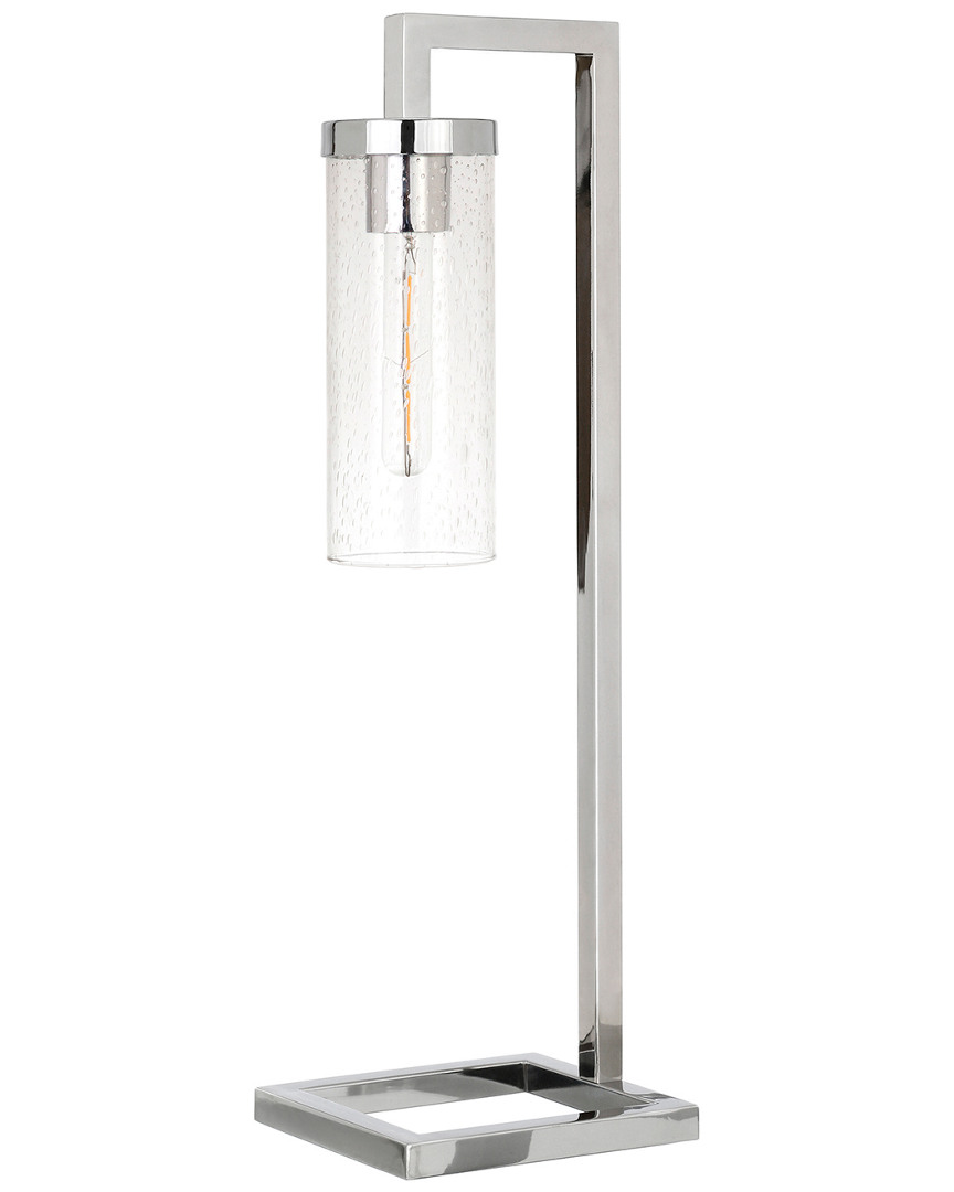 Abraham + Ivy Malva Polished Nickel Table Lamp With Seeded Glass Shade In Silver