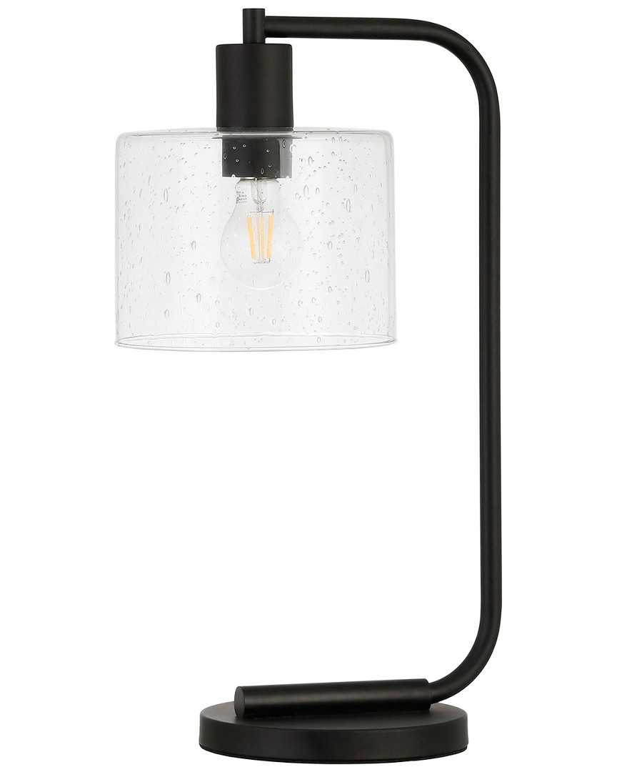 Abraham + Ivy Cadmus Table Lamp With Seeded Glass Shade In Black