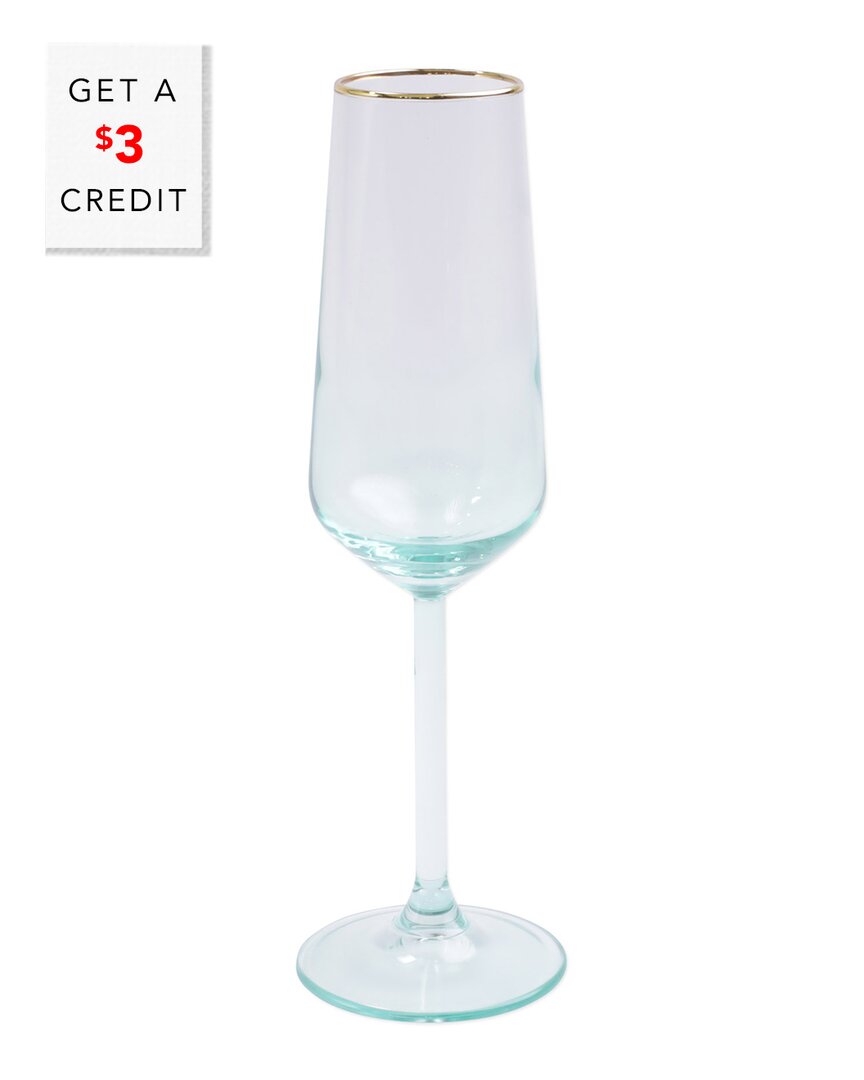 Vietri Dnu Unprofitable Viva By Rainbow Turquoise Champagne Flute With $3 Credit In Green